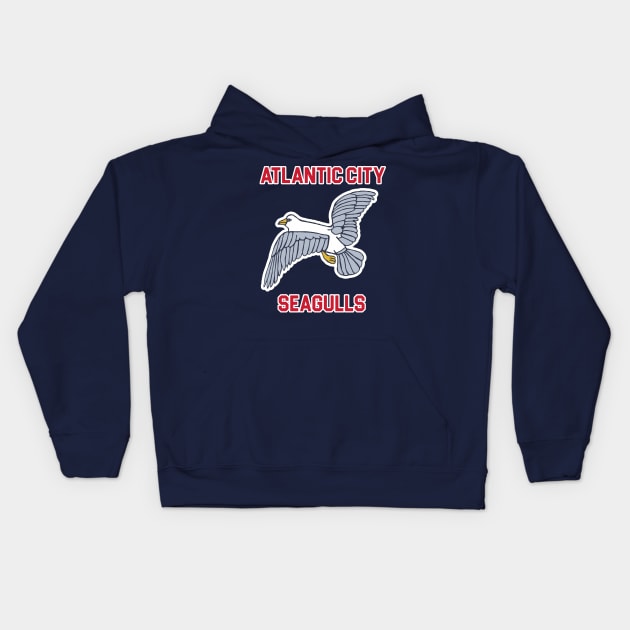 Atlantic City Seagulls )( Retro Throwback Basketball Team Kids Hoodie by darklordpug